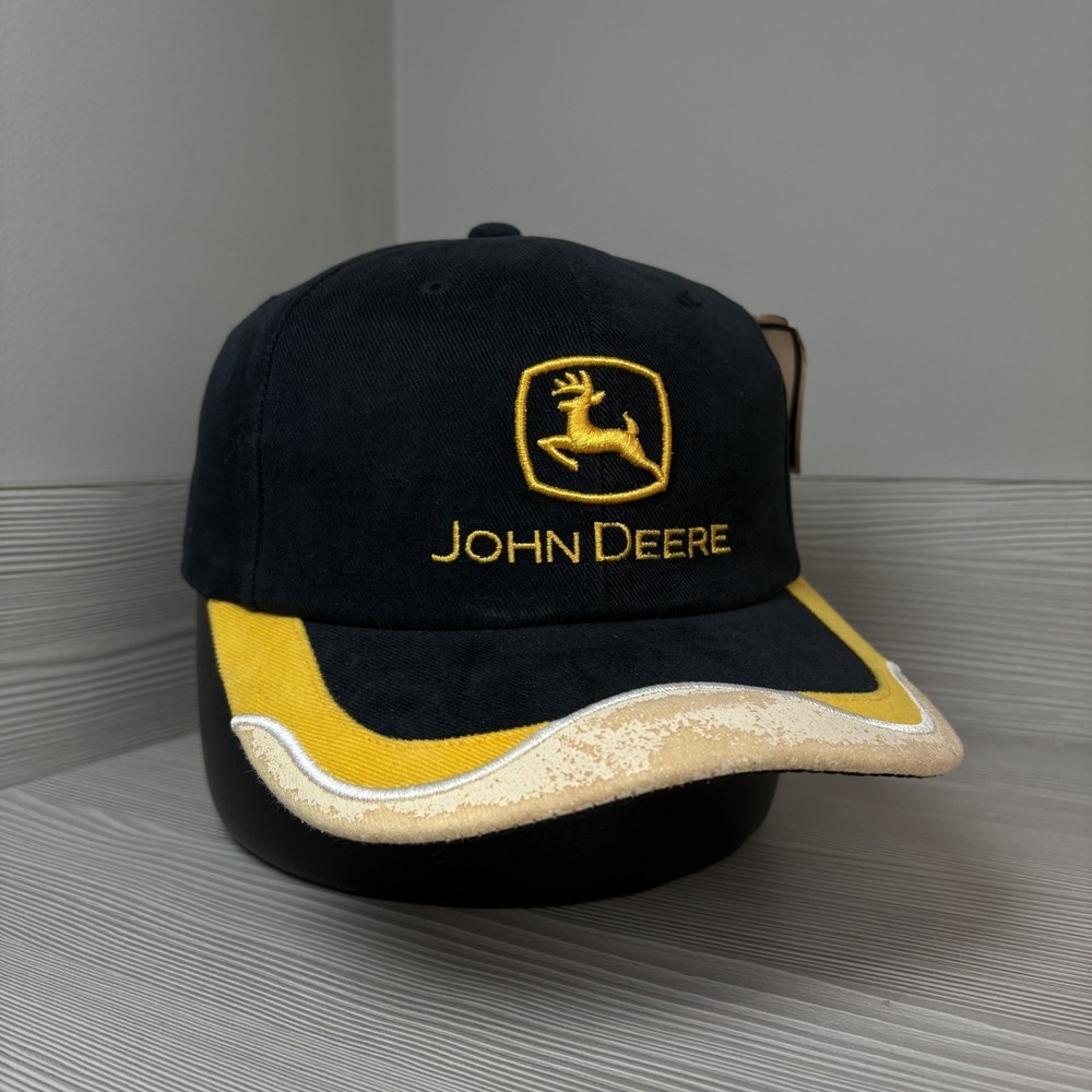 Vintage 90's John Deere Hat Farming Cap NWT Deadstock Black Snapback Adjustable